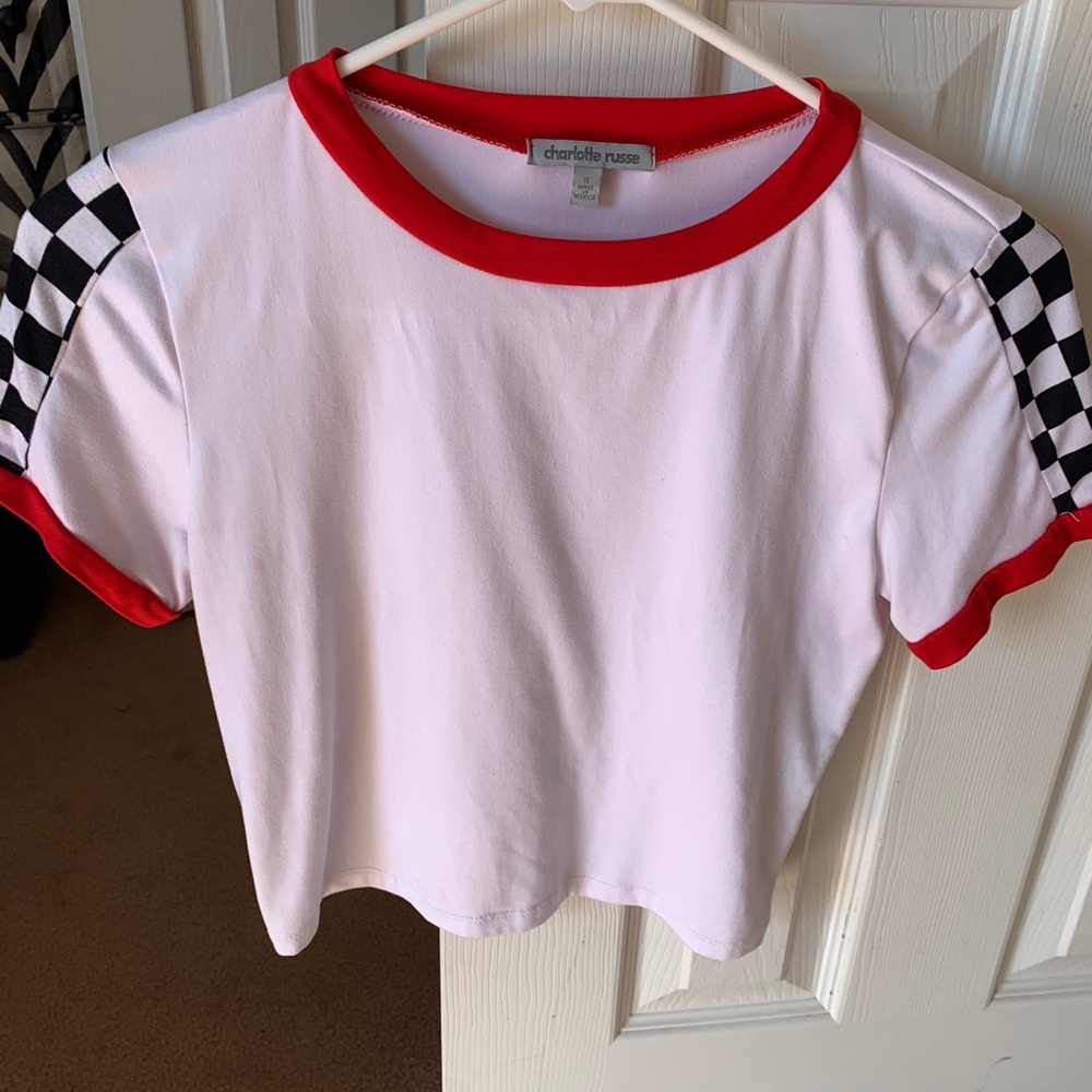 Black, red, & white checkered crop top